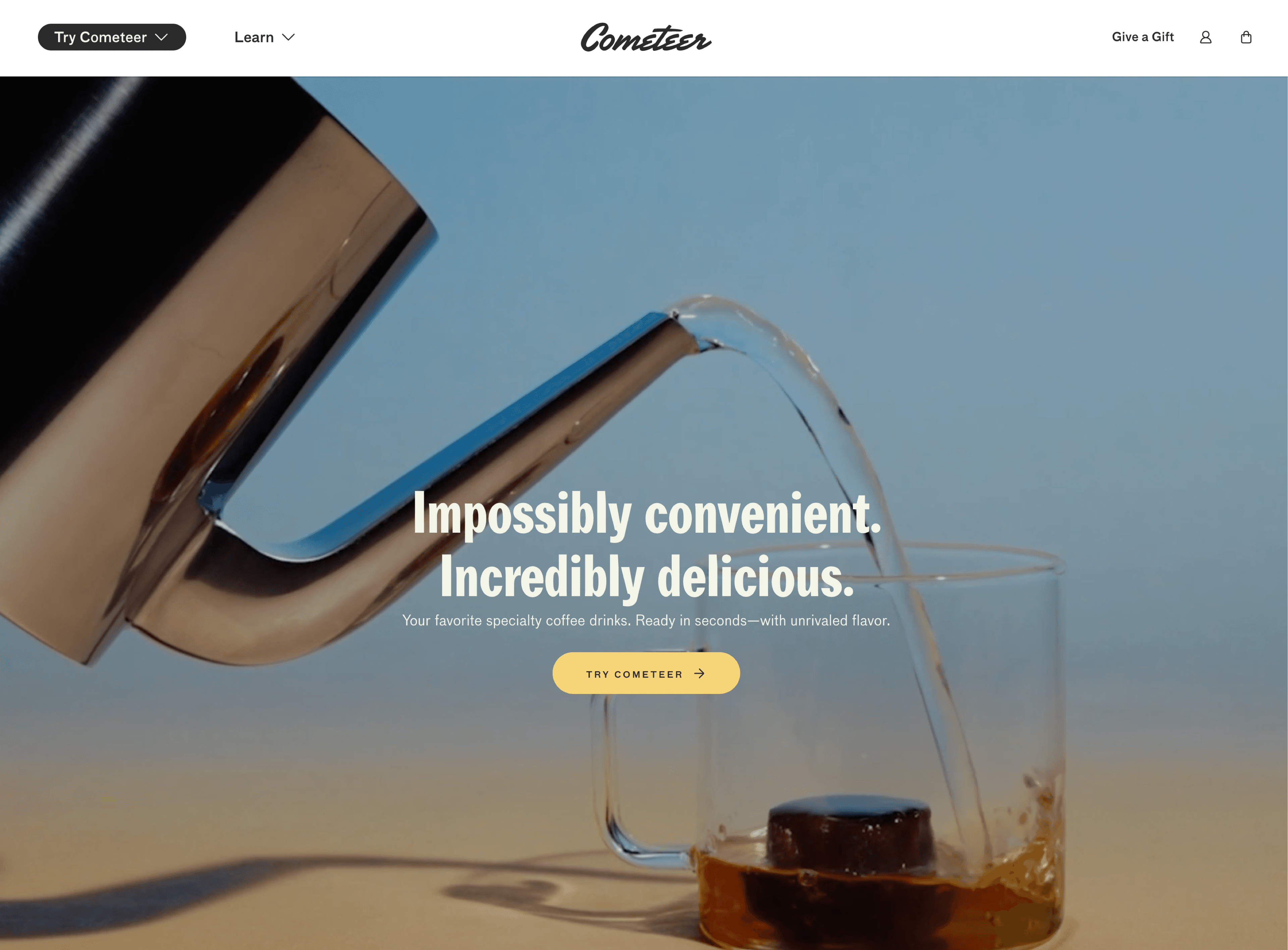 Cometeer homepage screenshot