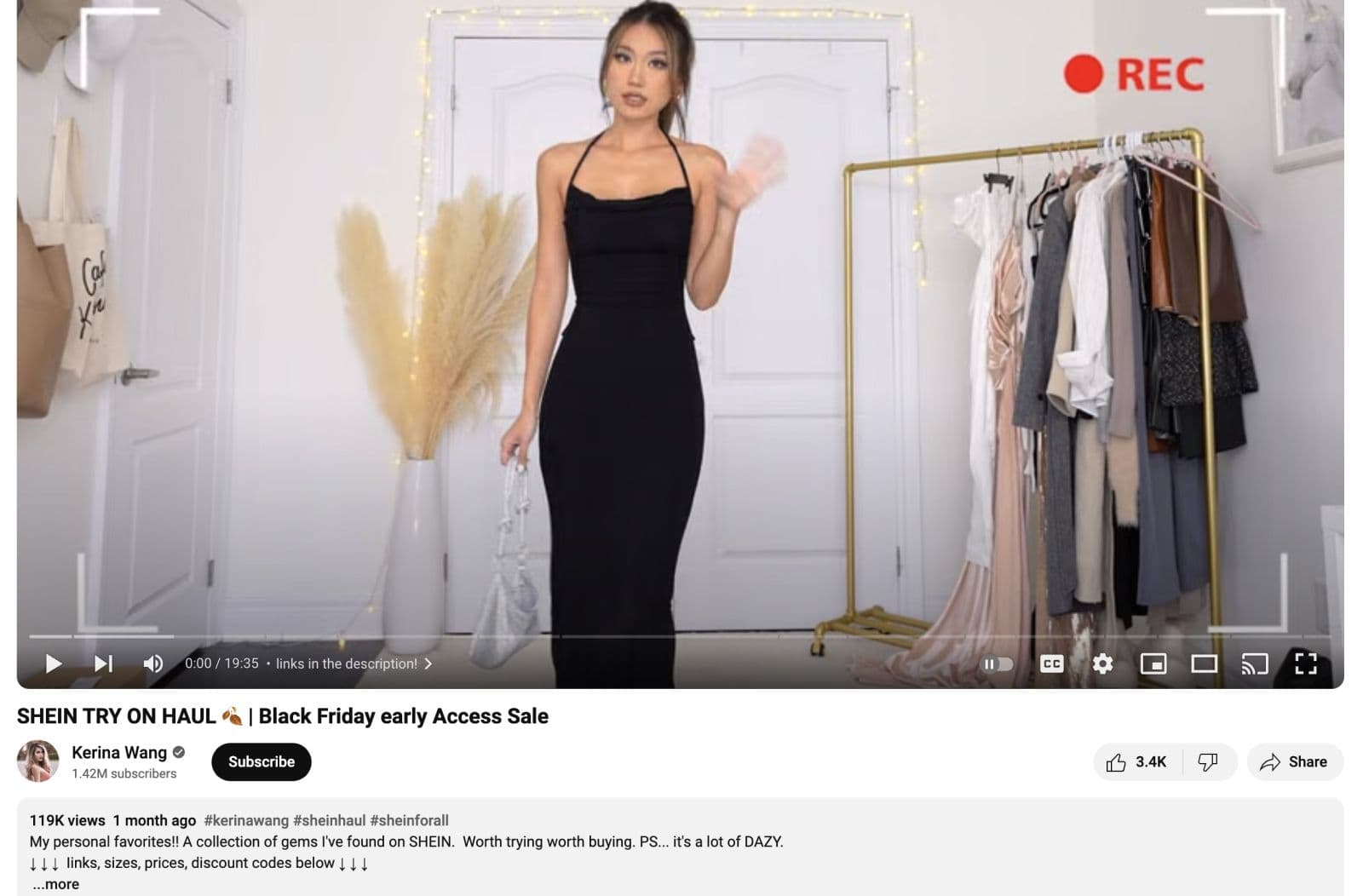Shein Influencer on Youtube