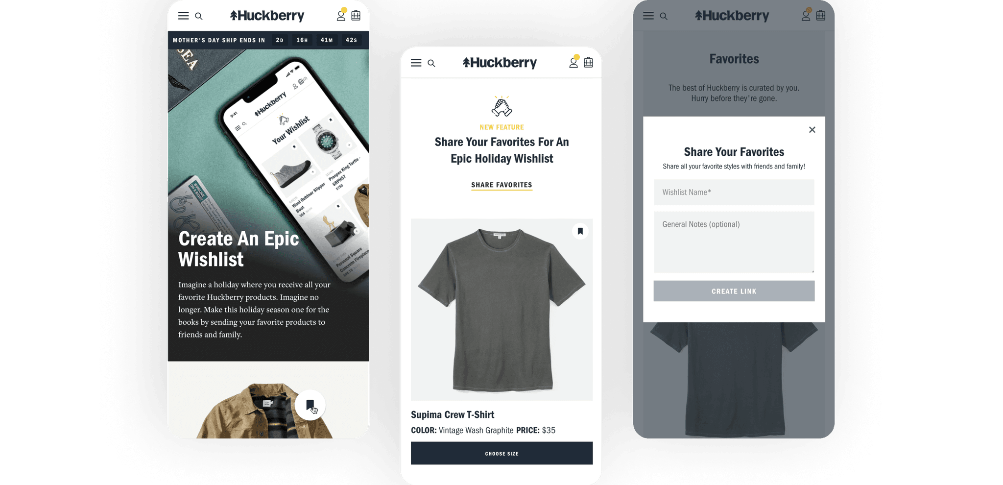 Huckberry mobile detail