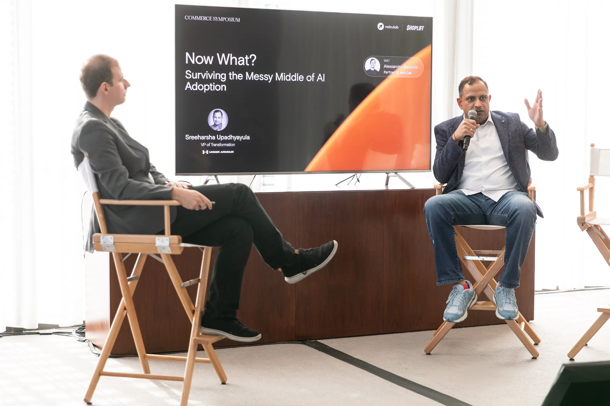 Alessandro Desantis and Sreeharsha Upadhyayula in their fireside chat on AI adoption
