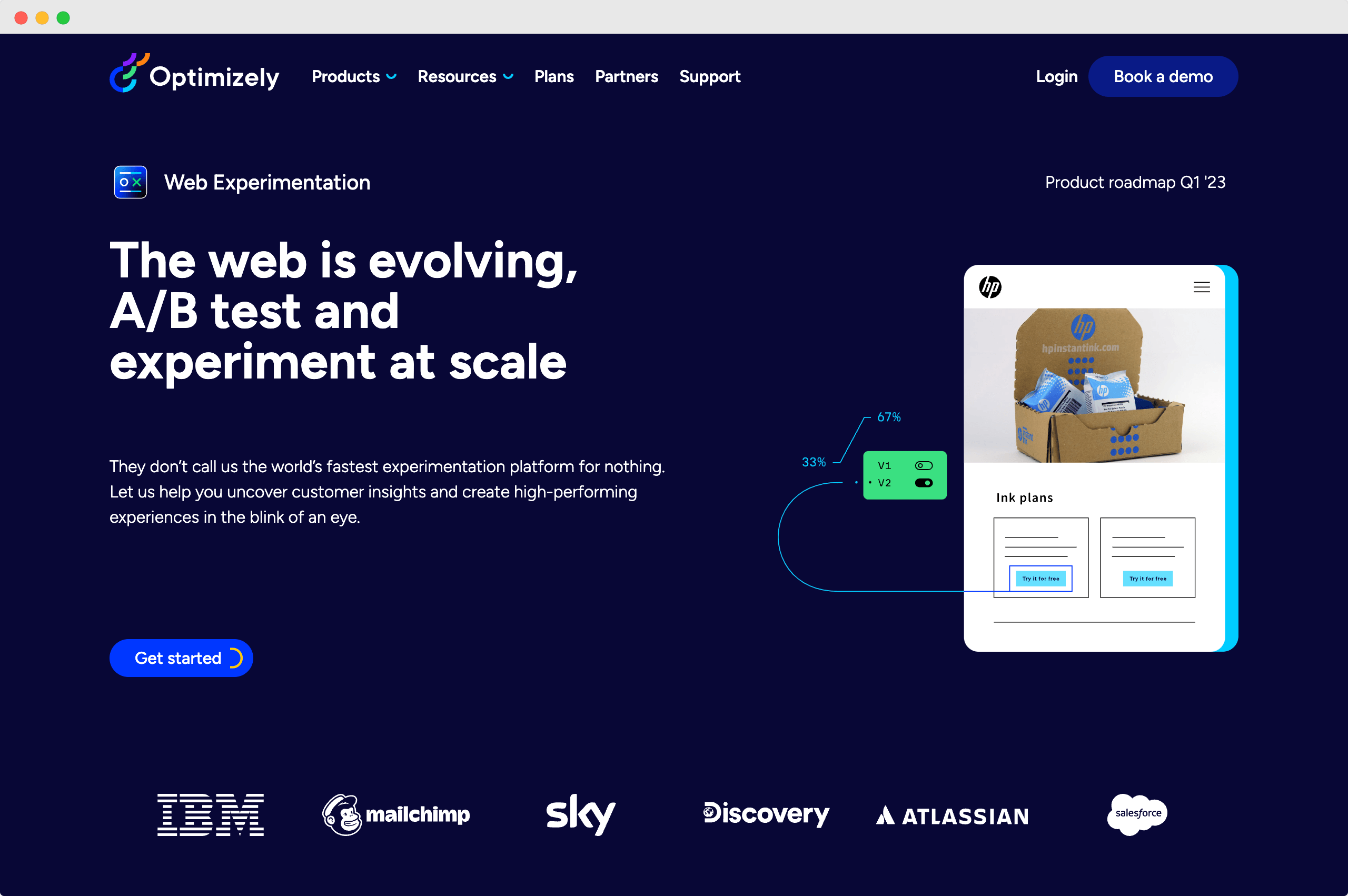 Optimizely homepage
